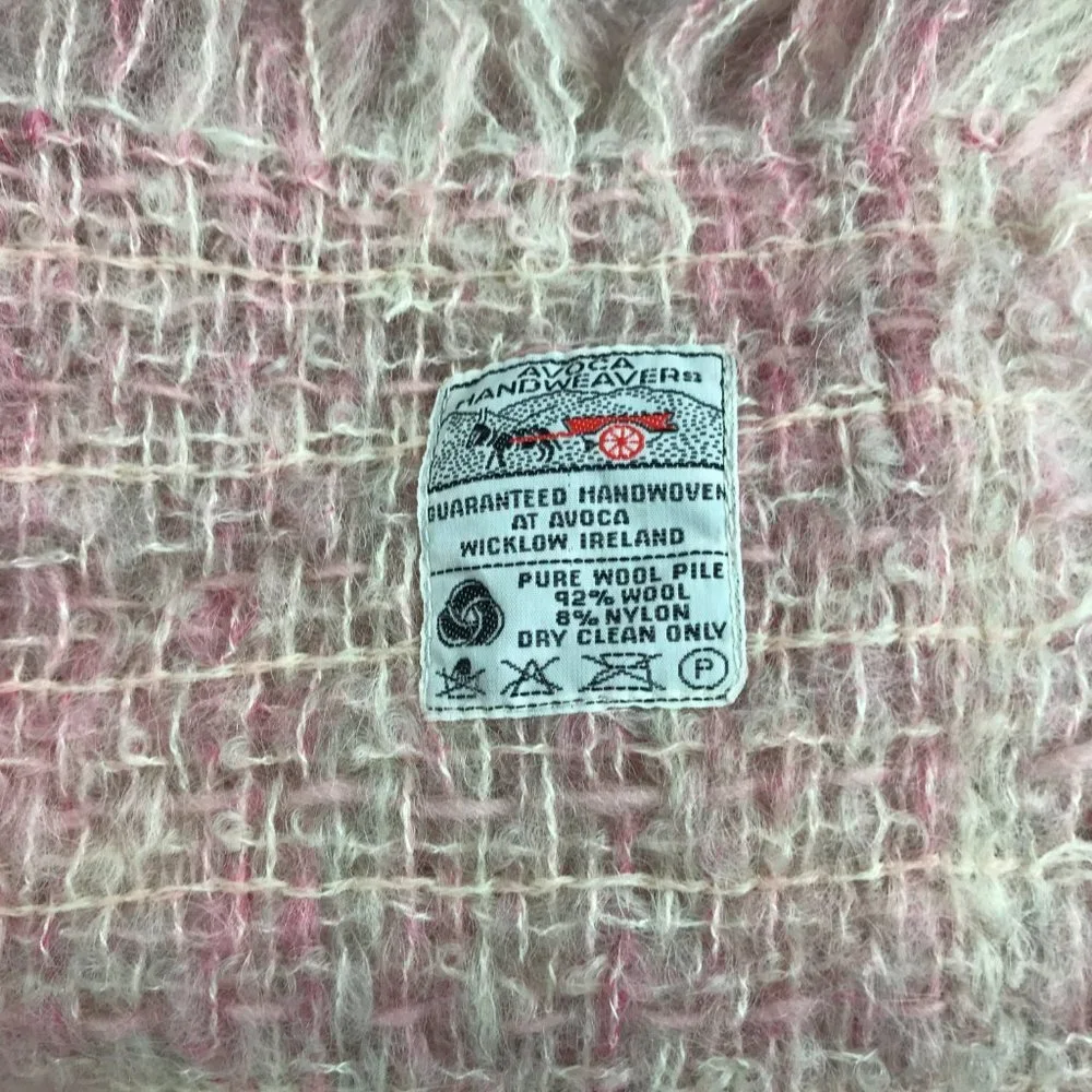 Hand woven 100% Wool made in Ireland scarf/wrap/throw, pink